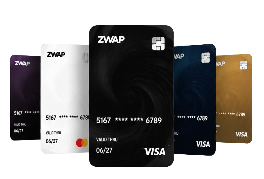 The ZWAP card in five finishes